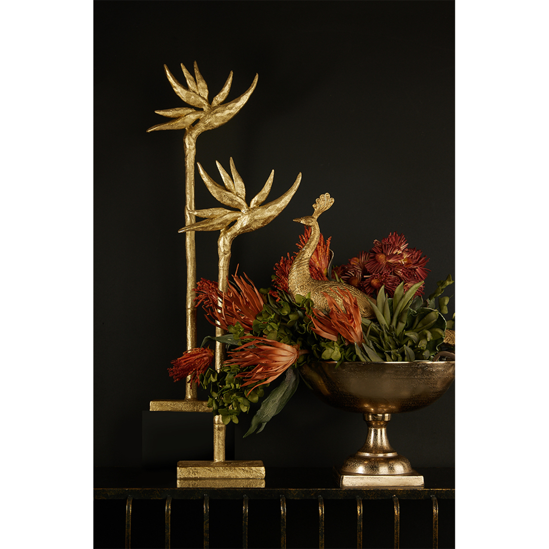 PARADISE BIRD DECO POLYRESIN GOLD 23x9xH75cm PRC