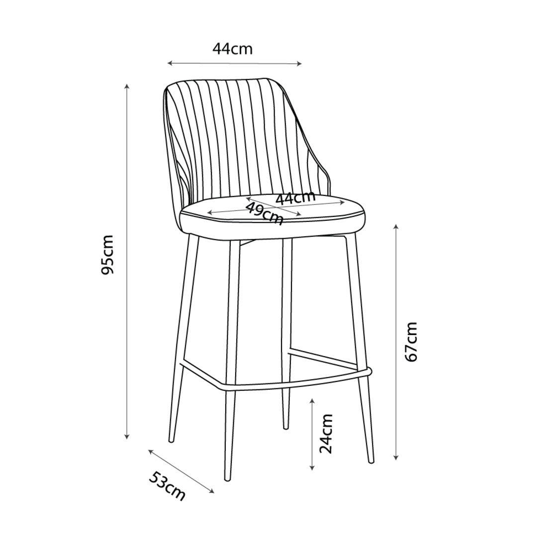 KING STOOL BAR FABRIC BLACK METAL BLACK PRC