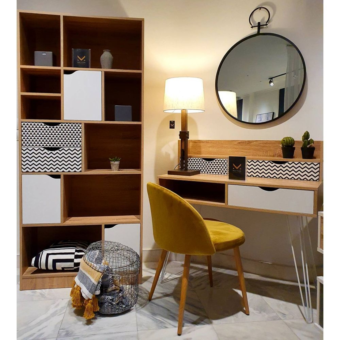 MINTONI DESK 3DRAWERS CHIPBOARD WITH MELAMINE CARTA SONOMA WHITE WITH PATTERN 100x50xH100cm E1 PRC