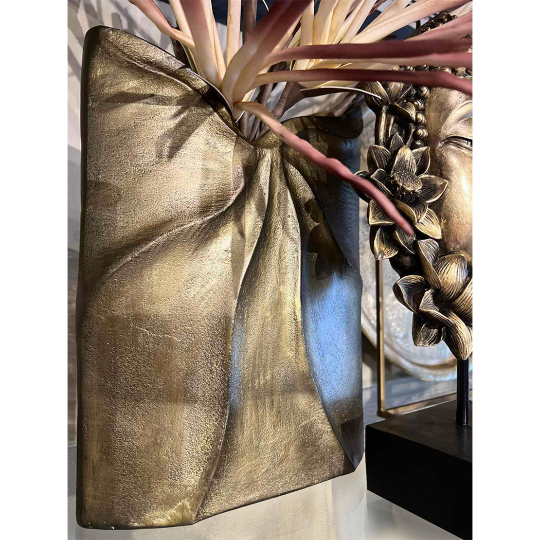 IWA 1 VASE ALUMINIUM GOLD ANTIQUE 23x8xH30cm IN