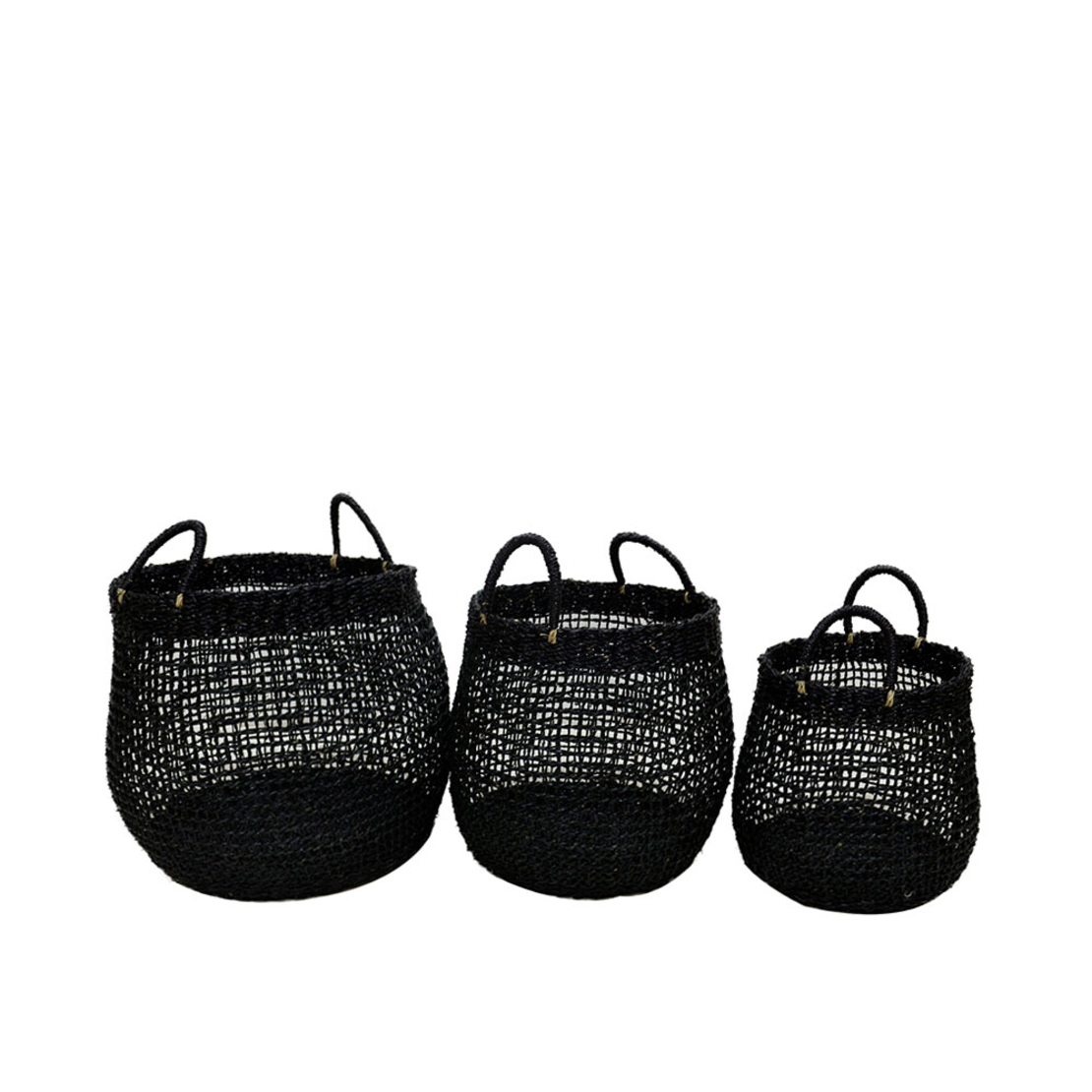 DUBH BASKET SET 3PCS SEAGRASS BLACK 48x48xH52cm VN
