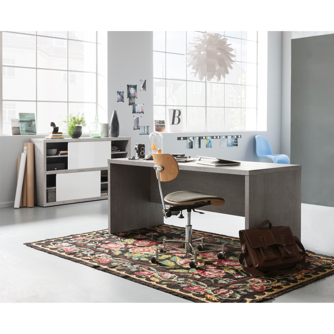 PRATICO BOOKCASE MELAMINE CEMENT WHITE HIGH GLOSS 140x35,6xH87cm E1 EU