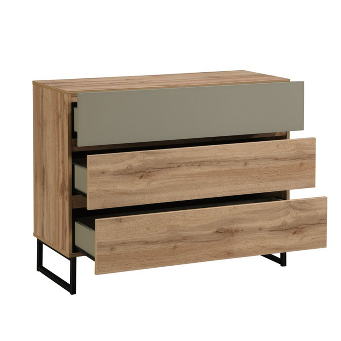 VERDE PEDESTAL 3DRAWERS CHIPBOARD WITH MELAMINE CARTA NATURAL CHIPBOARD WITH MELAMINE CARTA MINT BLACK E1