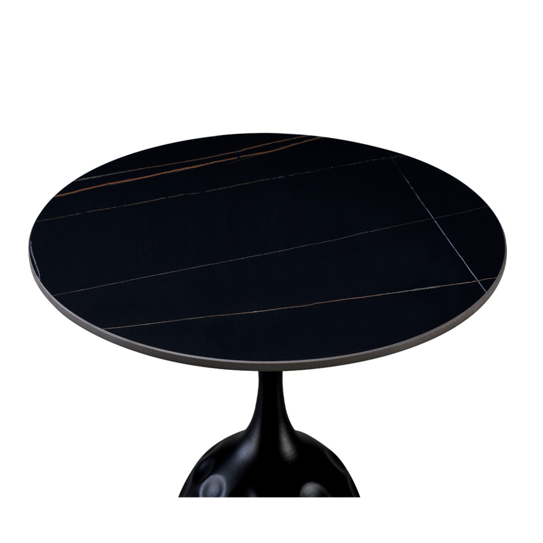 VOLCANO SIDE TABLE CERAMIC BLACK WITH MARBLE PATTE