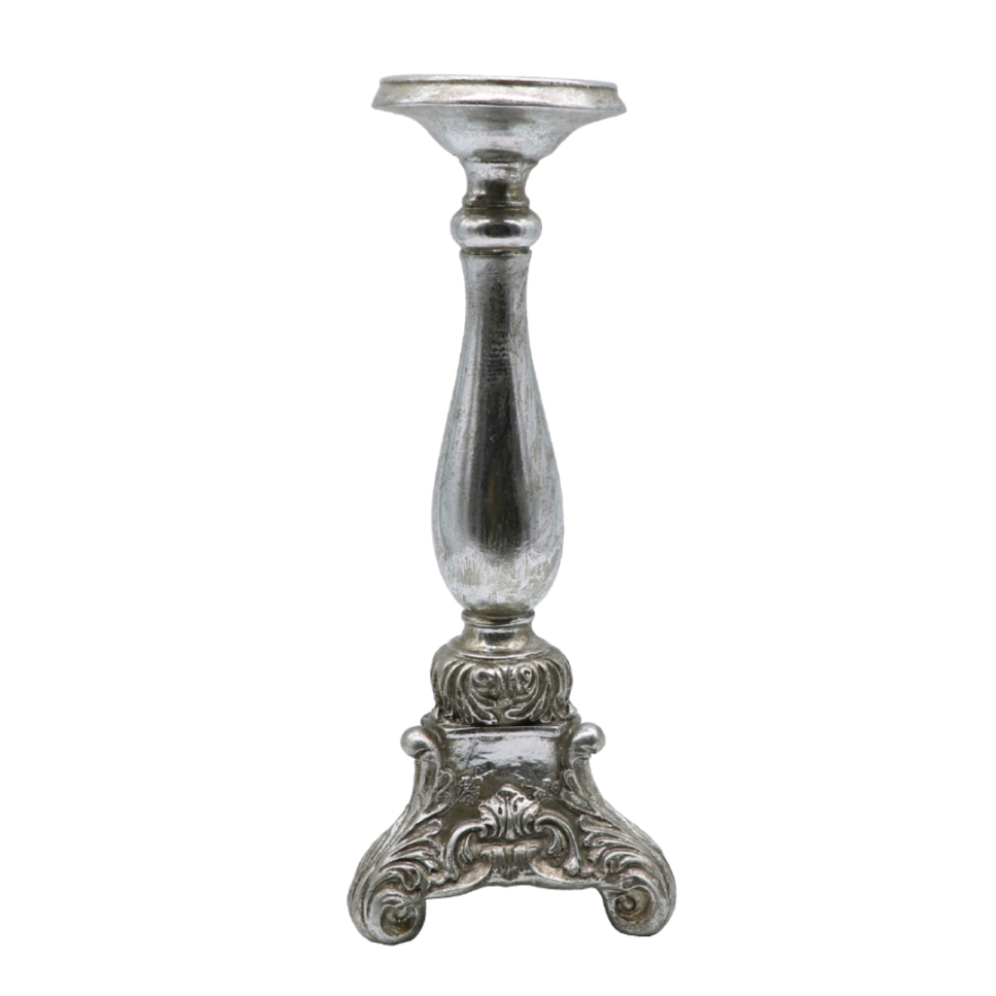 GABI CANDLE HOLDER POLYRESIN SILVER D12xH32cm PRC