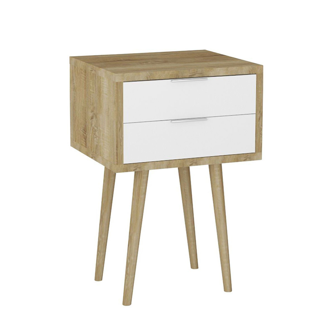SCANDI NIGHTSTAND 2DRAWERS CHIPBOARD WITH MELAMINE CARTA SONOMA WHITE E1 PRC