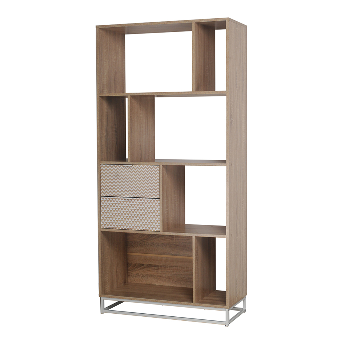 NAK BOOKCASE CHIPBOARD WITH MELAMINE CARTA SONOMA WITH PATTERN METAL 80x35xH168cm E1 PRC
