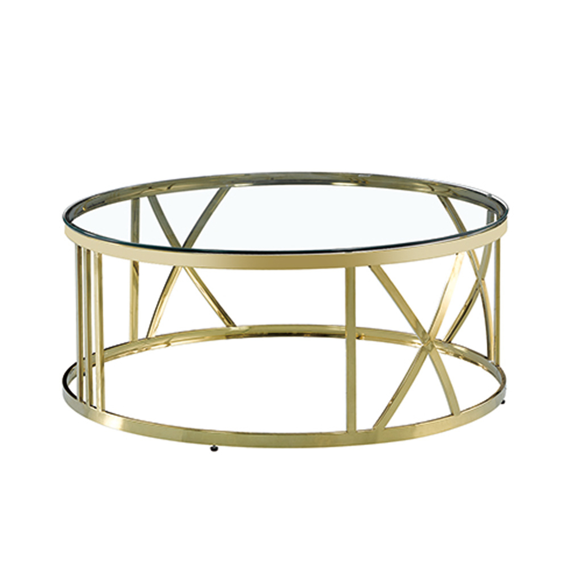 GOLDEA COFFEE TABLE METAL GOLD GLASS TRANSPARENT 100x100xH43cm PRC