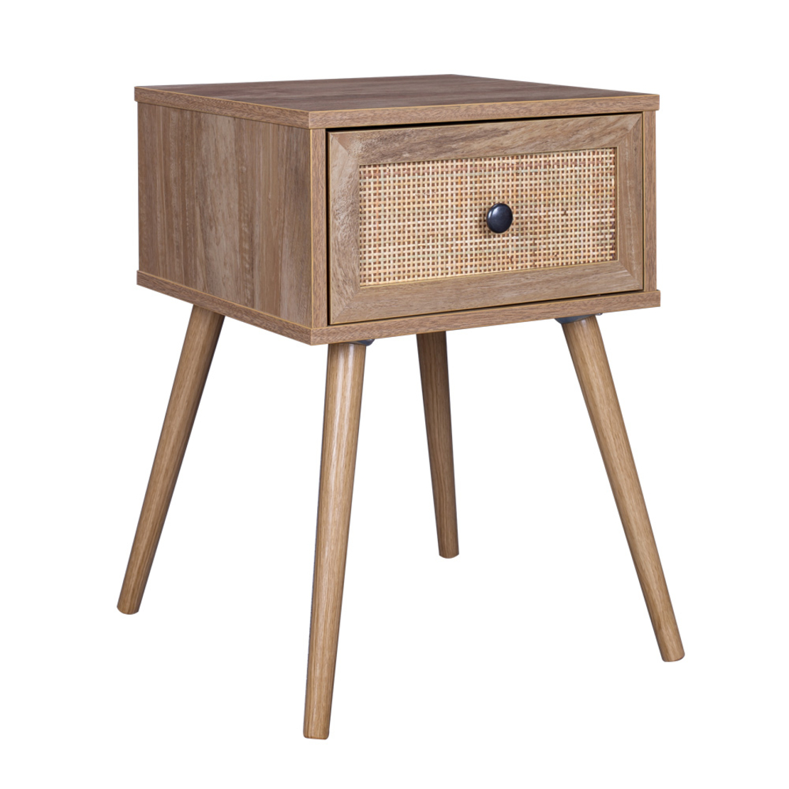 AMMOS NIGHTSTAND 1DRAWER CHIPBOARD WITH MELAMINE CARTA NATURAL WITH RATTAN E1 PRC