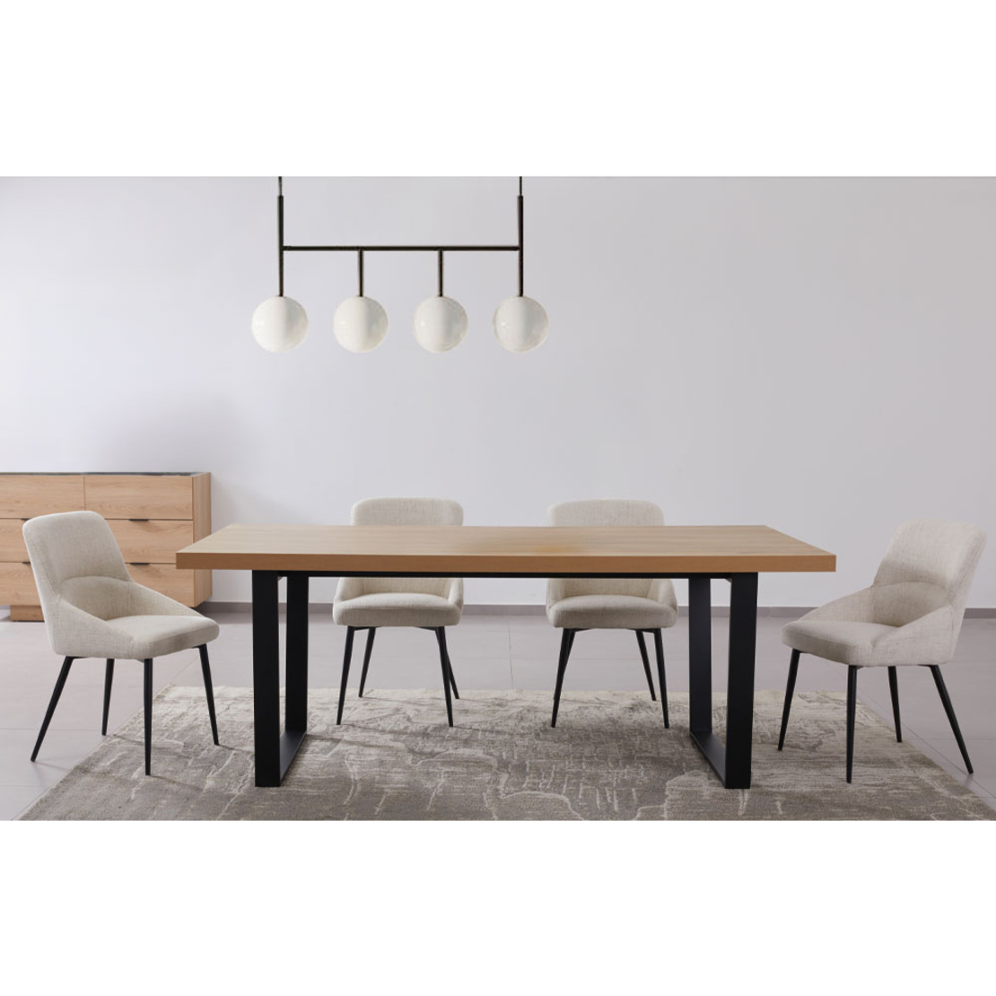 VILLE TABLE MELAMINE NATURAL OAK MELAMINE BLACK 200x100x76 E1