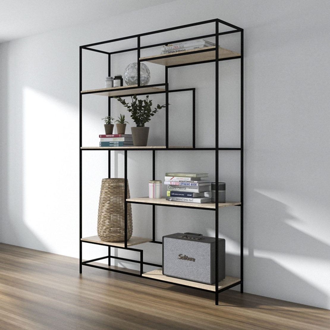 LOOK BOOKCASE MDF BLACK SONOMA 140x40,4xH201,5cm E1 PRC