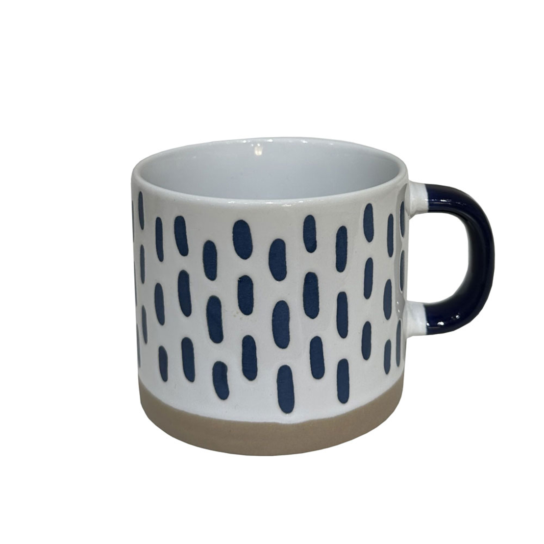 COZY A MUG STONEWARE WHITE MIDNIGHT BLUE BEIGE D9x