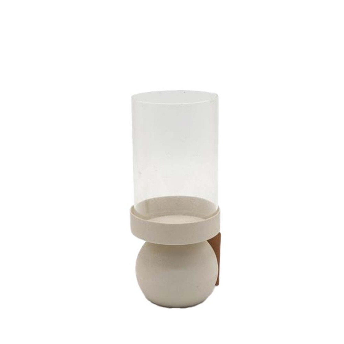 VELA CANDLE HOLDER 10.5x10.5x23.5 METAL BEIGE GLASS