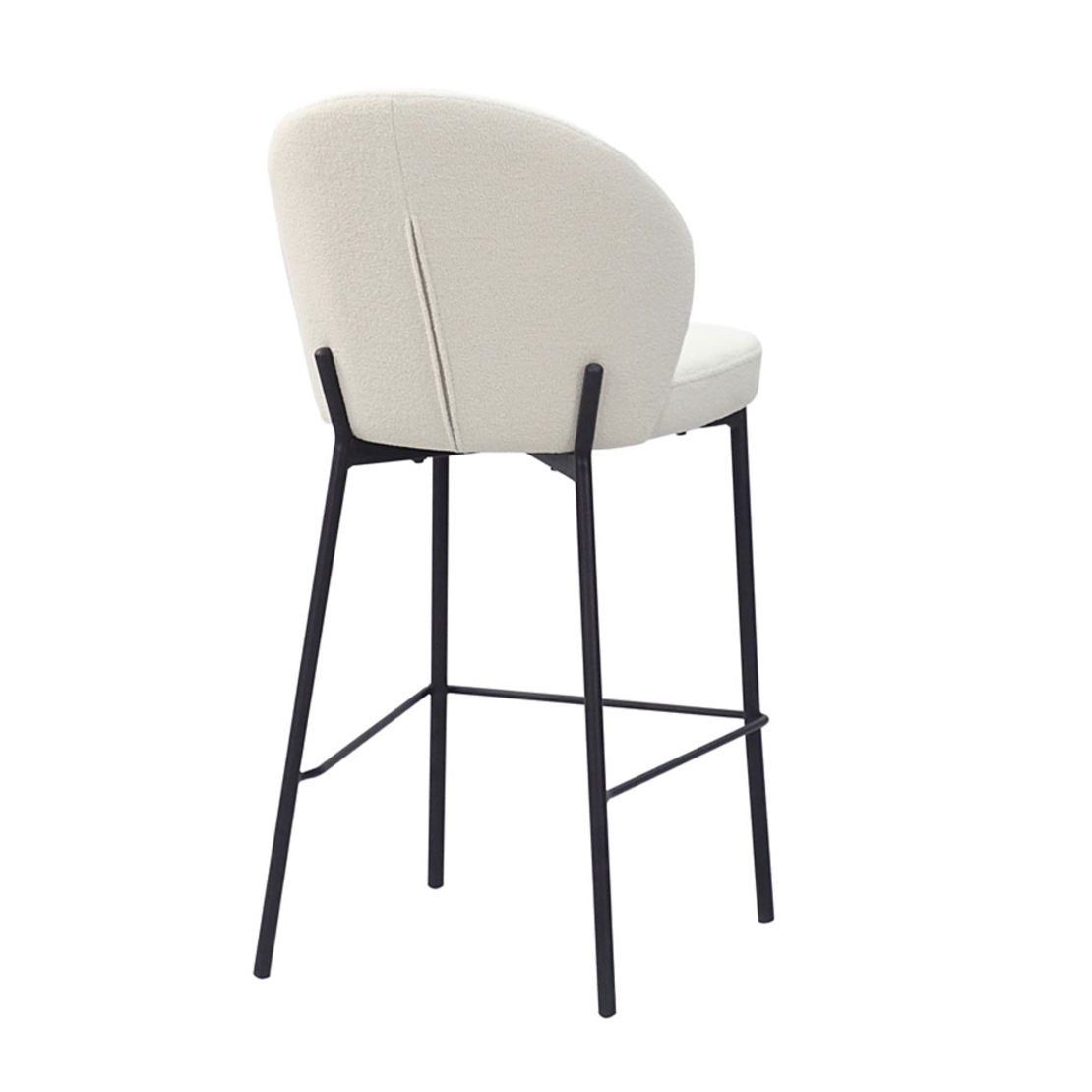 LUNE STOOL BAR FABRIC WHITE METAL BLACK PRC
