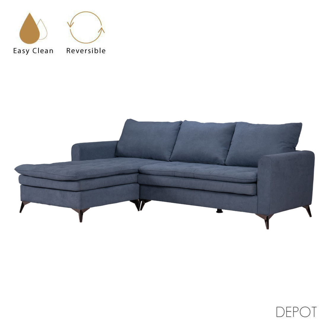 SCANDALO SOFA REVERSABLE CORNER EASY CLEAN FABRIC BLUE E1 EU