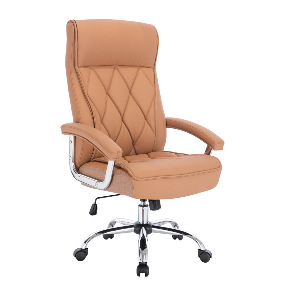 COMFY CHAIR DESK FABRIC CAMEL METAL CHROME 66,5x67