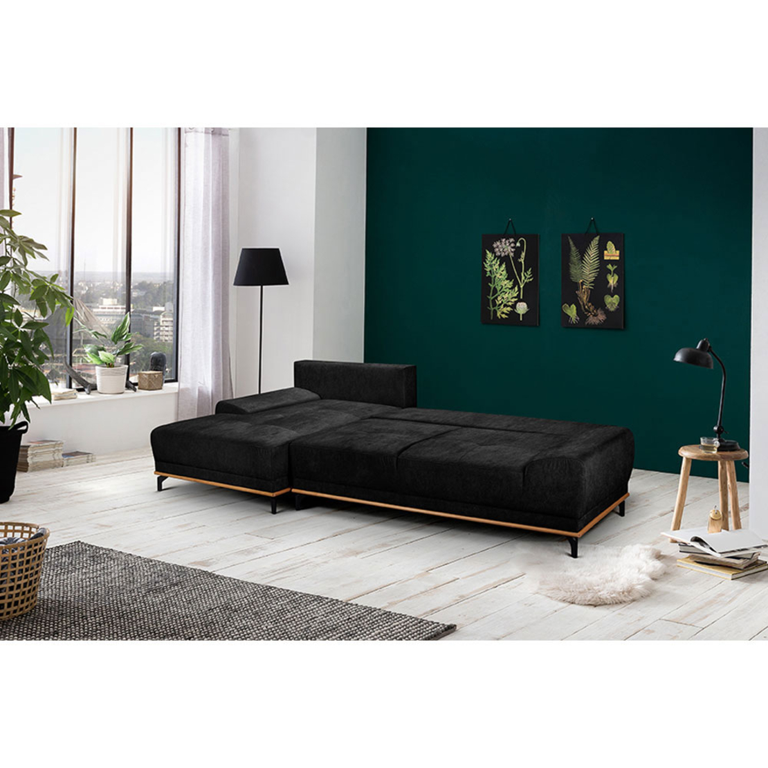 NATURA SOFA BED CORNER LEFT EASY CLEAN FABRIC ANTHRACITE E1 EU