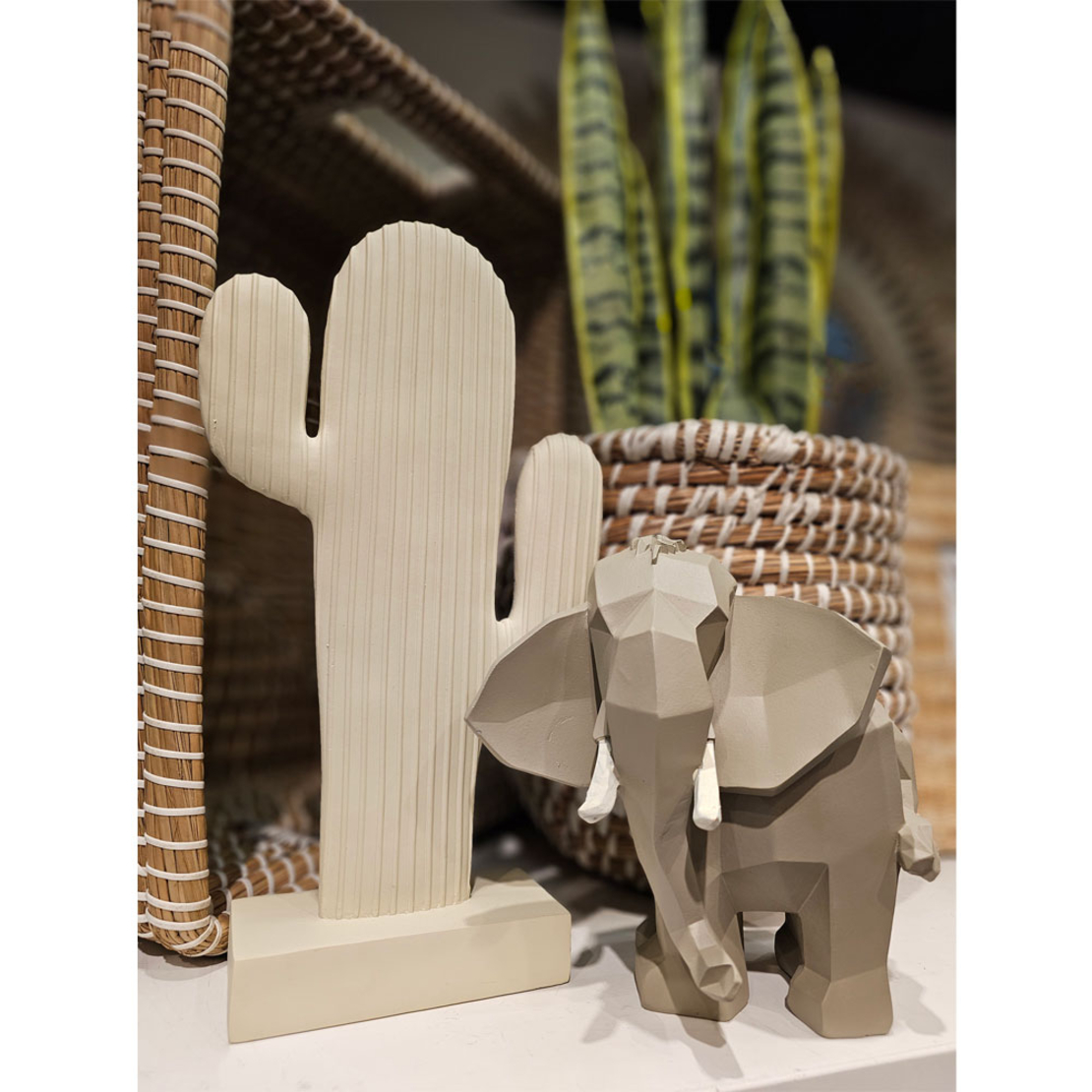 CANCUN DECO CACTUS POLYRESIN WHITE 16x5,5xH29cm PR