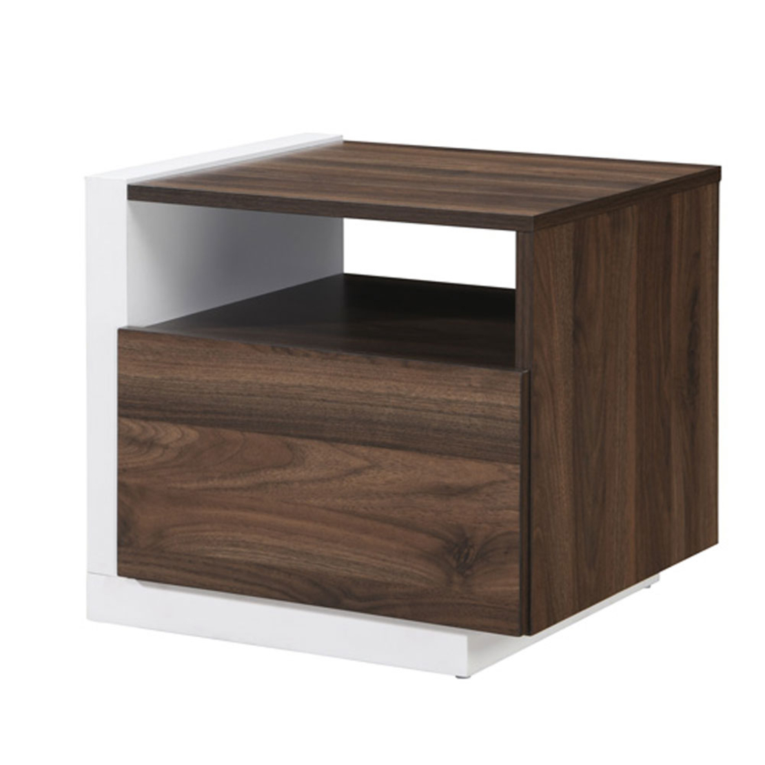 DOBLE NIGHTSTAND 1DOOR CHIPBOARD WITH MELAMINE CARTA WALNUT CHIPBOARD WITH MELAMINE CARTA WHITE E1