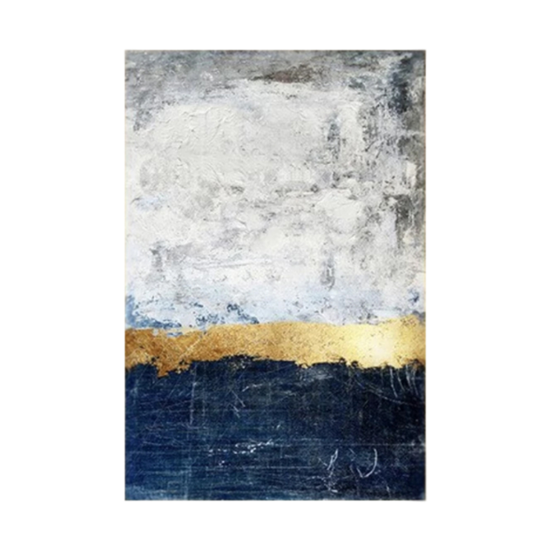 DAFUR 1 PAINTING CANVAS GREY BLUE WOOD GOLD 80x120