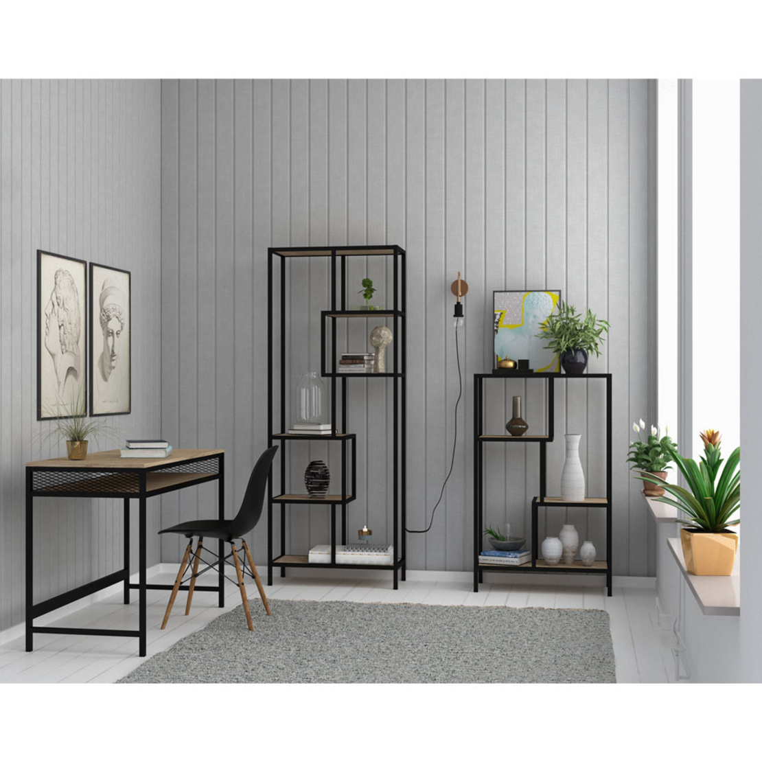 PLEGMA BOOKCASE MDF SONOMA BLACK 69x33xH180,5cm E1 PRC