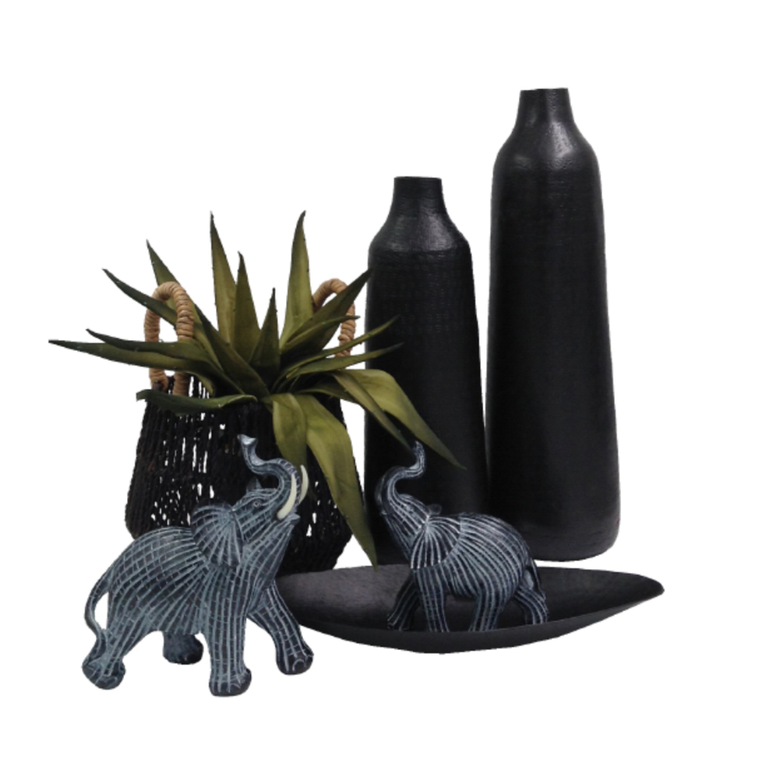 HAPPY ELEPHANT 1 DECO ELEPHANT POLYRESIN BLACK WHI