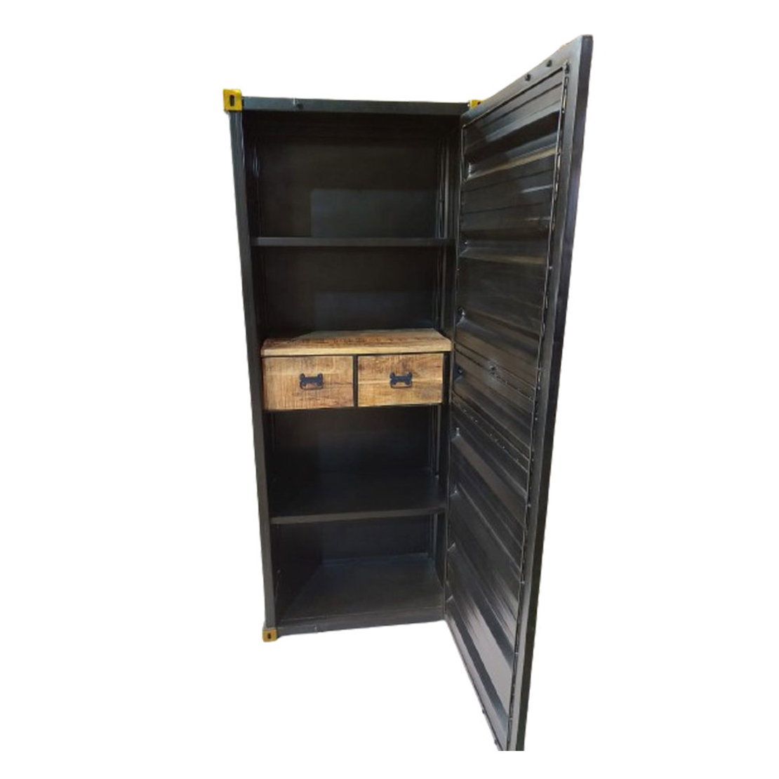 CONTAINER BOOKCASE TALL METAL BLACK GOLD RUSTY 61x40xH177cm IN