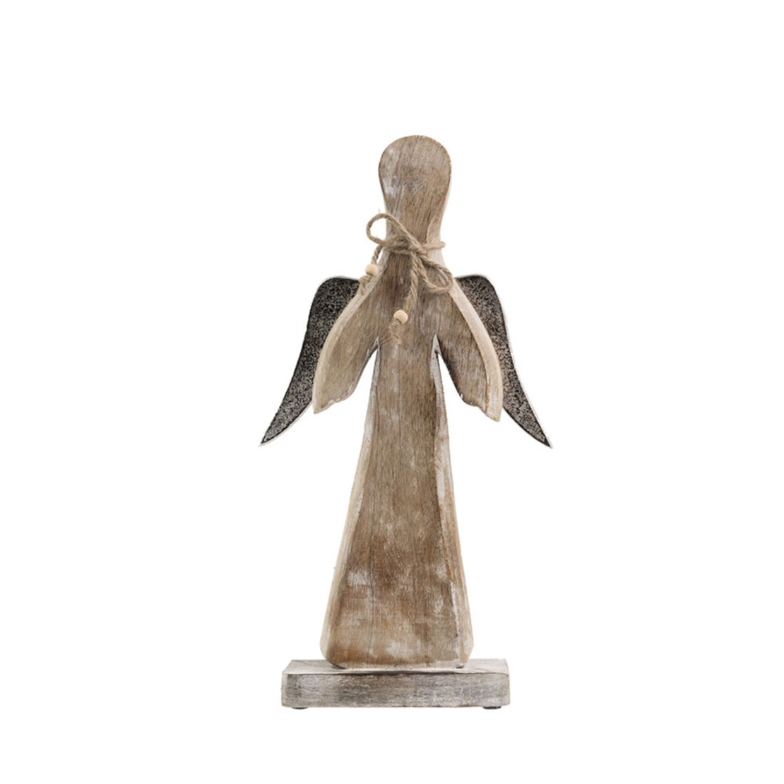 XMAS ENKEL 2 ANGEL WOOD ALUMINIUM SILVER 35x7xH42c