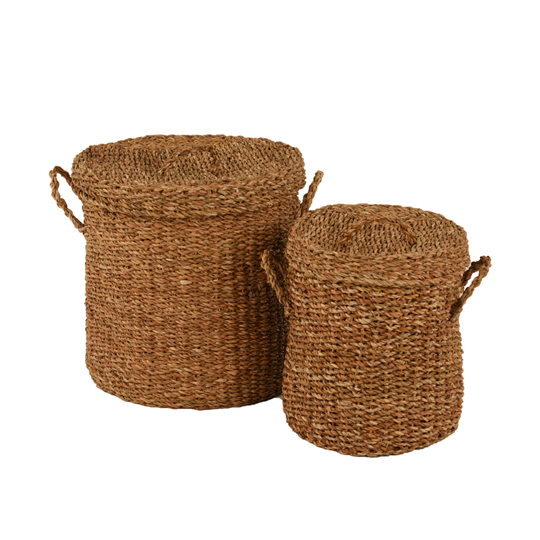 SEAGRASS BASKET WITH LID SET 2PCS SEAGRASS NATURAL