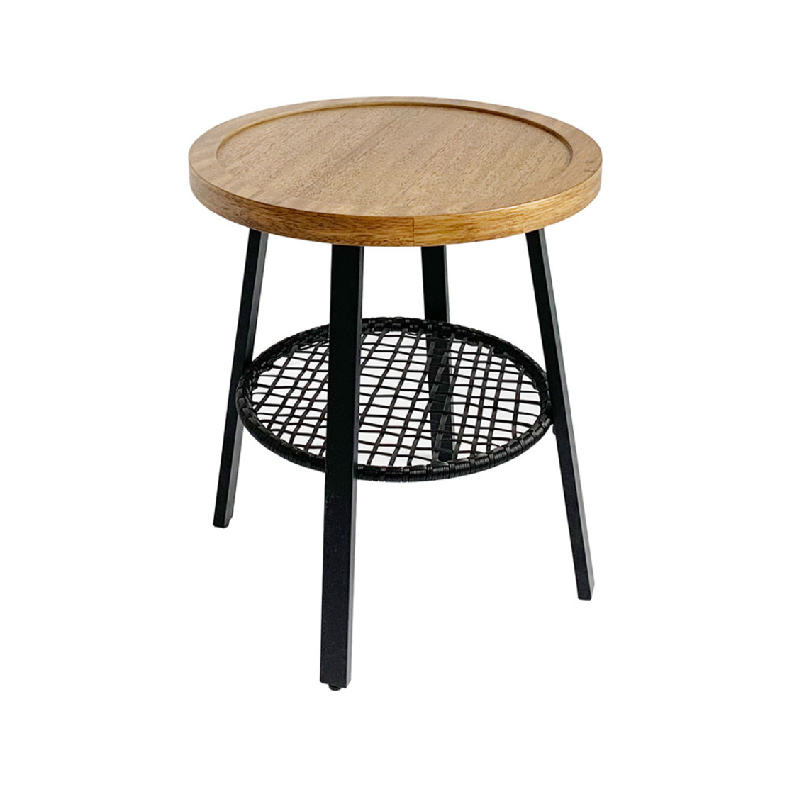 FILET SIDE TABLE CHIPBOARD WITH MELAMINE CARTA NATURAL PE RATTAN BLACK 45x45xH52cm E1 PRC
