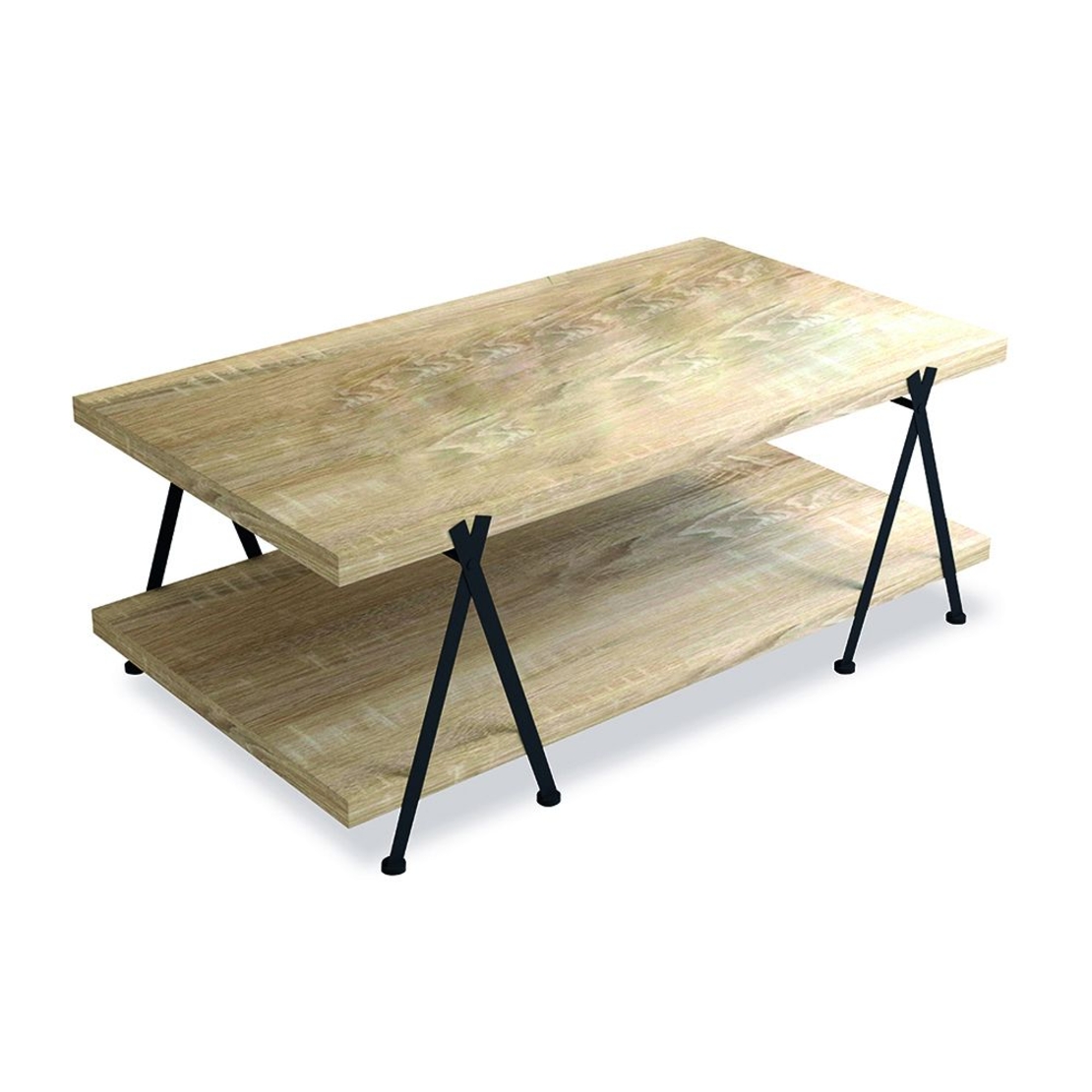 ALPHA COFFEE TABLE VENEER PAULOWNIA WHITE WASHED METAL BLACK 120x66xH45cm E1 PRC