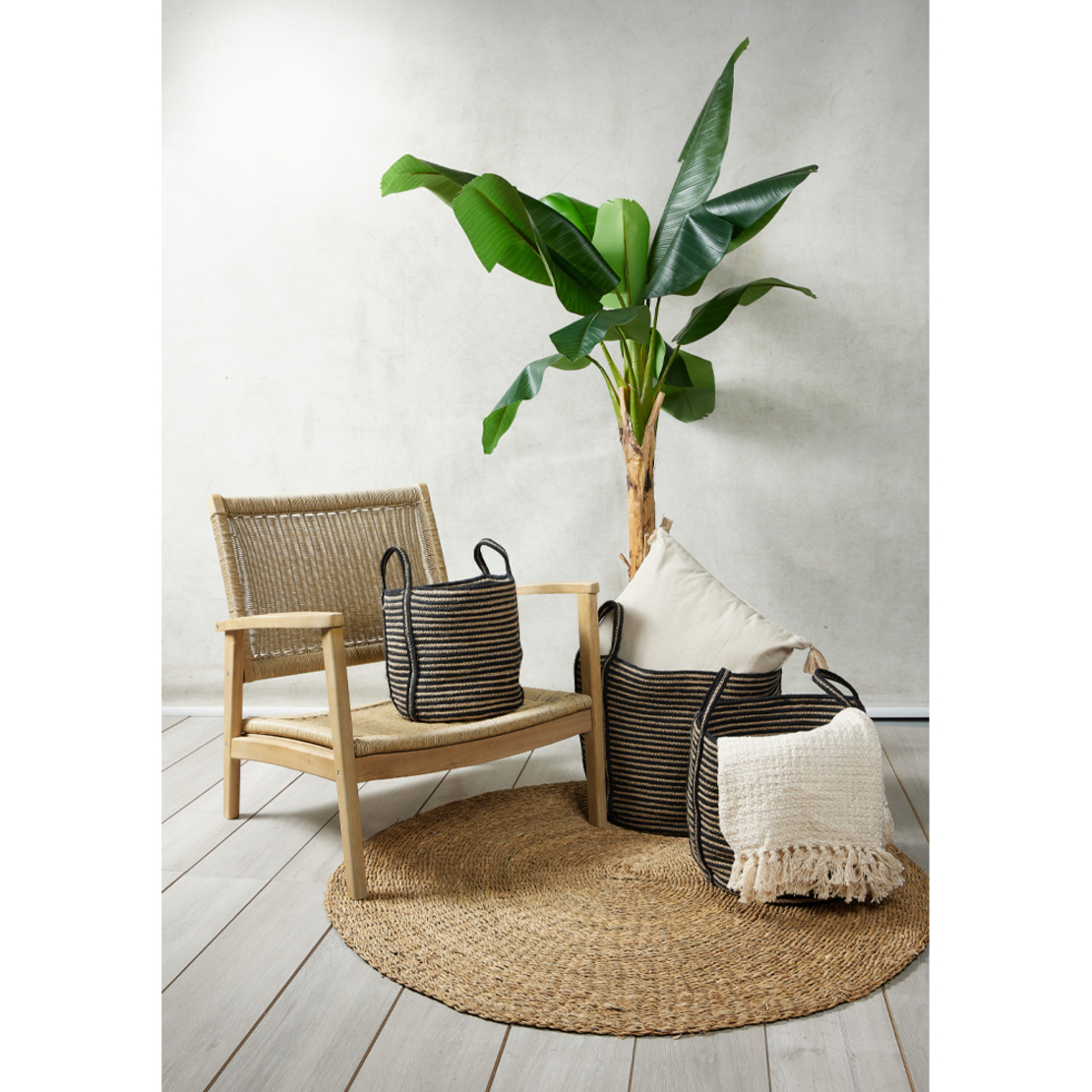 YIRMI BASKET SET 3PCS JUTE NATURAL BLACK 40x40xH40