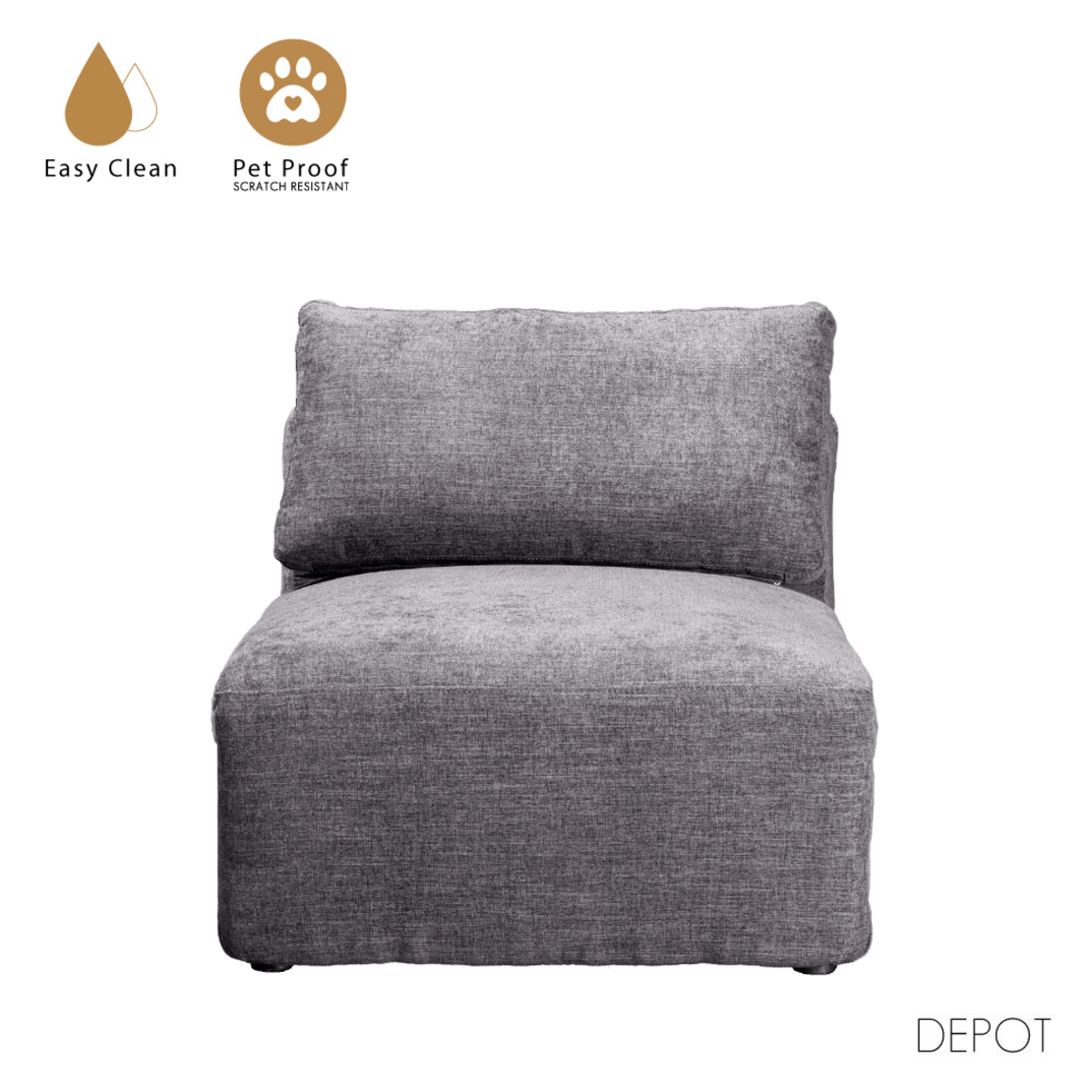 BOX ARMCHAIR EASY CLEAN FABRIC GREY E1 EU