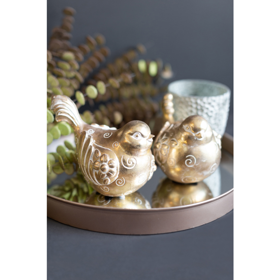 HOOPOE 2 DECO BIRD POLYRESIN GOLD 14,5x10,3xH11,2c