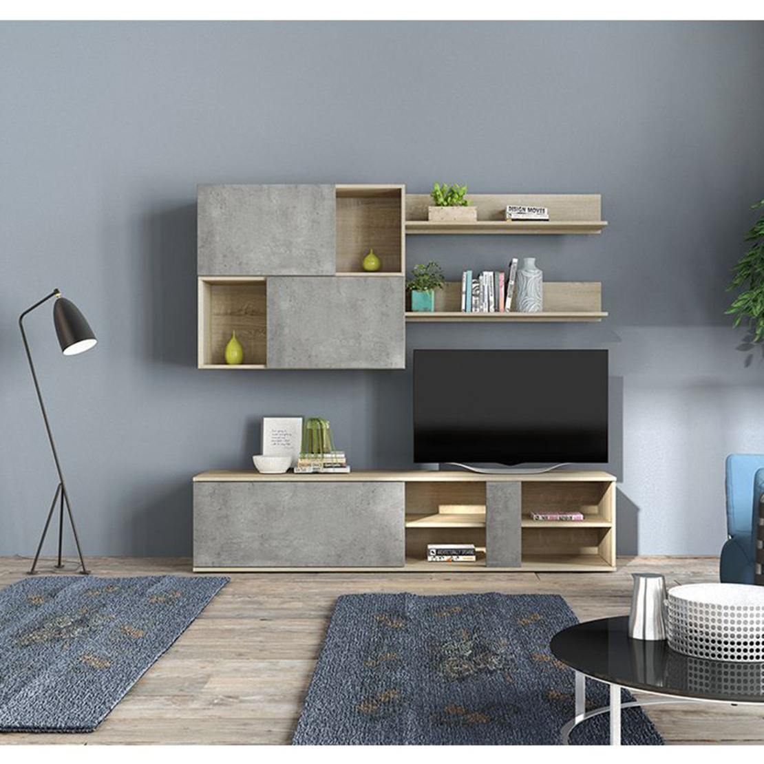 BETON WALL UNIT MELAMINE SONOMA CEMENT LIGHT 180x40xH190cm E1 EU