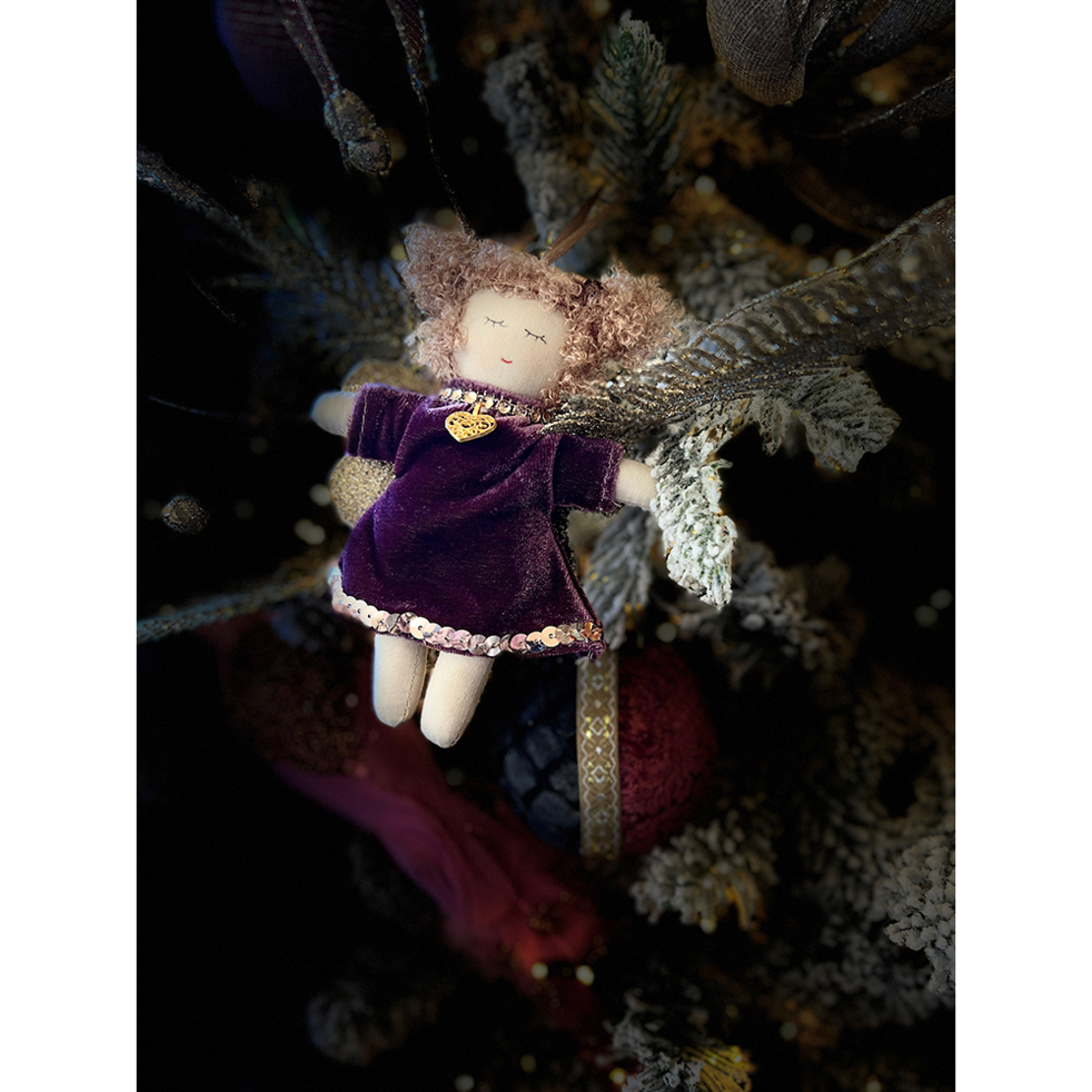XMAS PIXIE GIRL PENDANT ANGEL FABRIC PINK WHITE 11