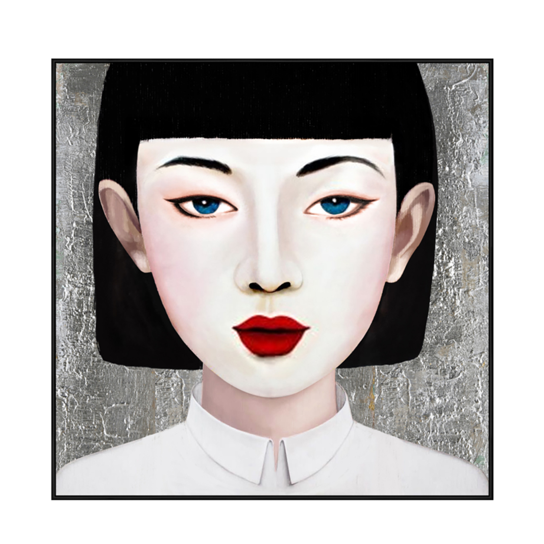 KEIKO SILVER PAINTING CANVAS MULTICOLOR WOOD FRAME