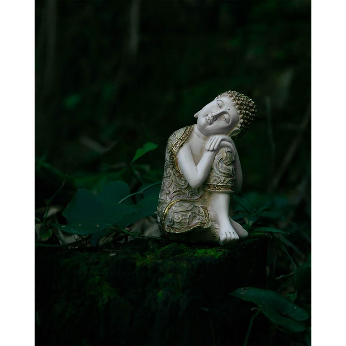 FADHI DECO BUDDHA POLYRESIN BEIGE GOLD PURPLE 9,4x