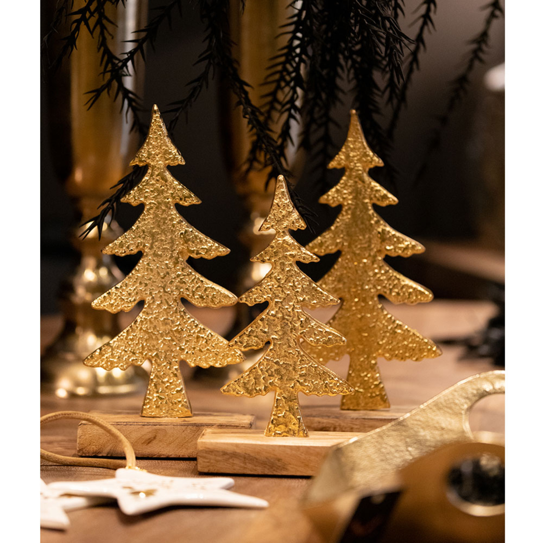 XMAS ORO TREE ALUMINIUM WOOD MANGO GOLD NATURAL 14