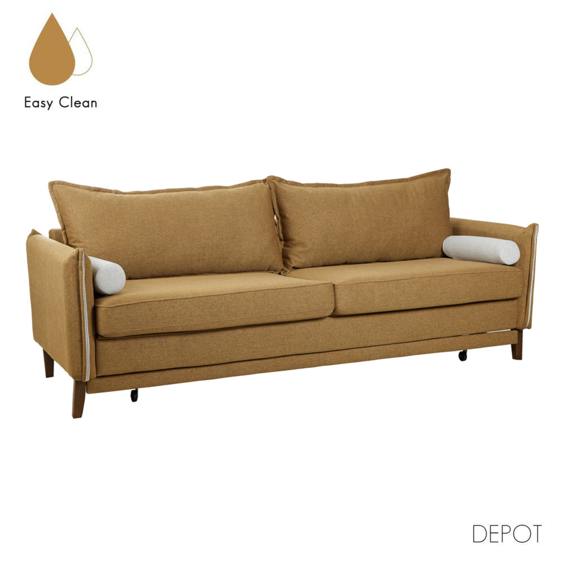 COMMODO SOFA BED 3SEAT EASY CLEAN FABRIC CAMEL BEIGE E1 EU