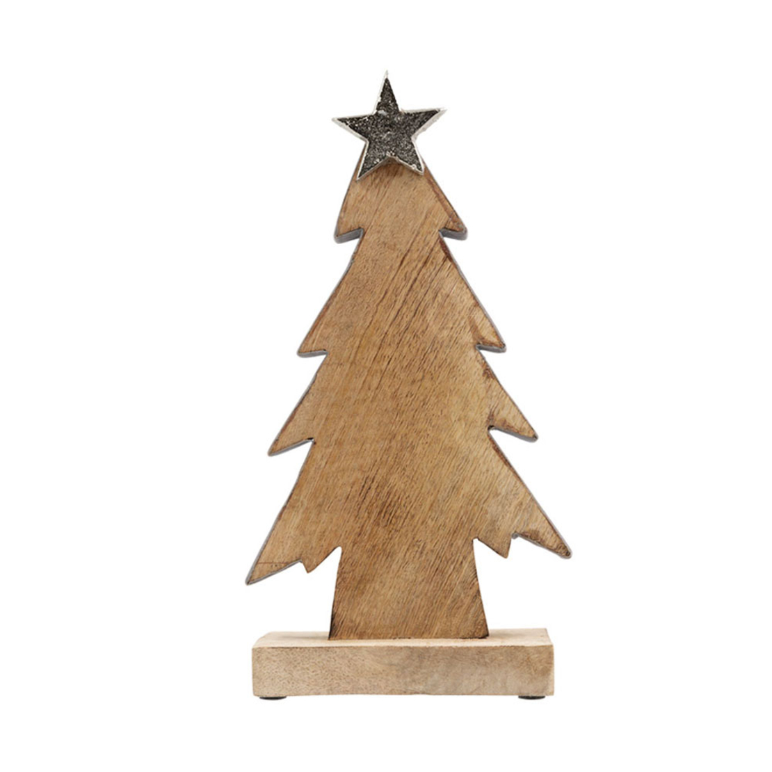XMAS NATALE 2 TREE WOOD NATURAL GREY 24x8xH41cm IN