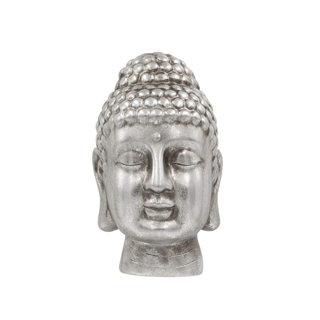 SAKIA DECO BUDDHA POLYRESIN SILVER ANTIQUE 15,5x14