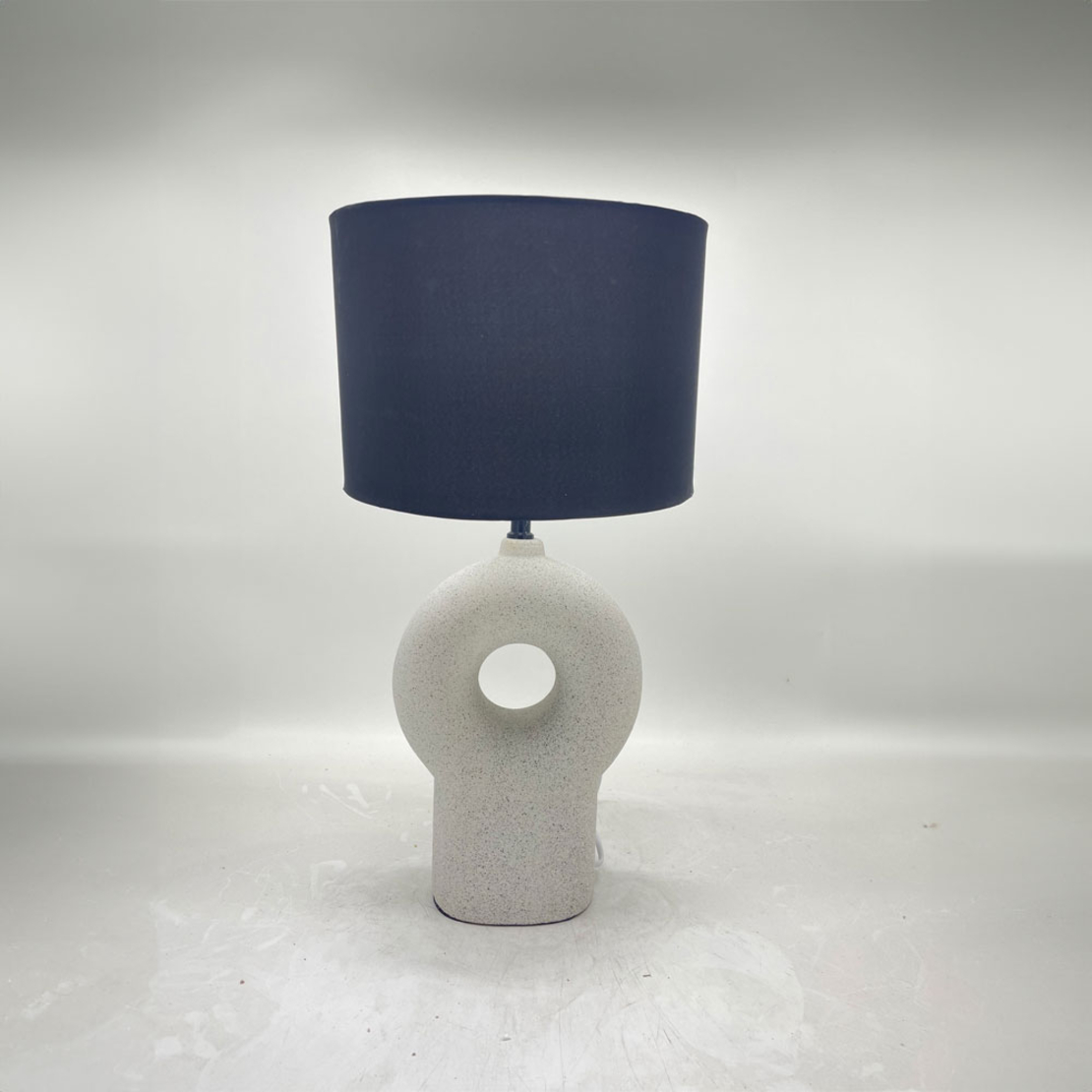 VEGG LAMP TABLE 20x10x52 CERAMIC WHITE LINEN BLACK