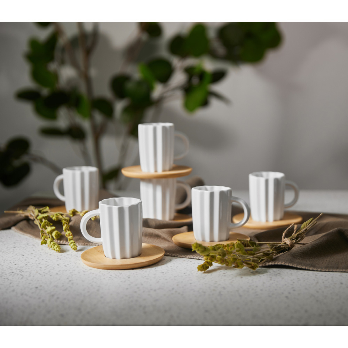 CACTUS MUG ESPRESSO SET 6 PCS PORC BAMBOO W