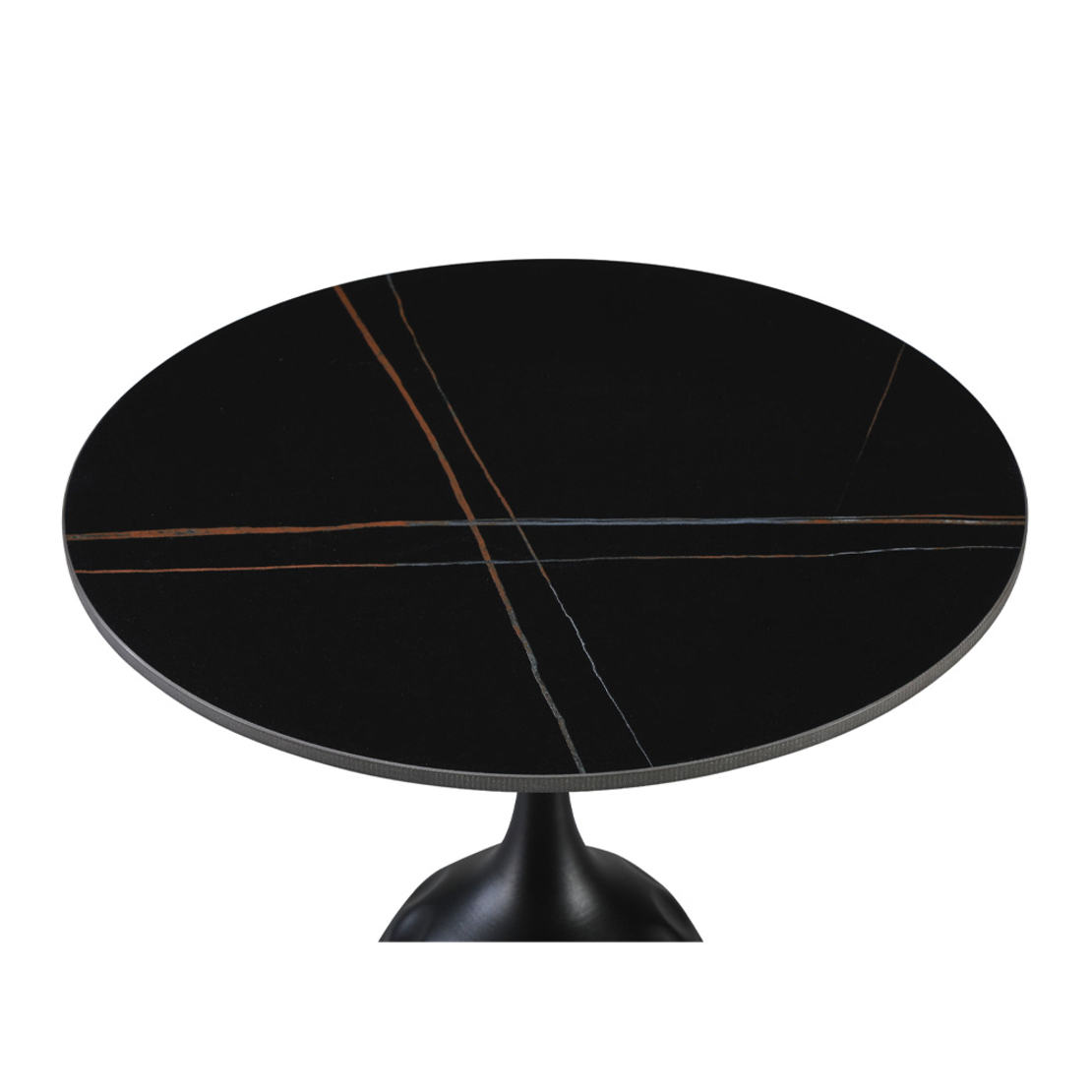 VOLCANO SIDE TABLE CERAMIC BLACK WITH MARBLE PATTE