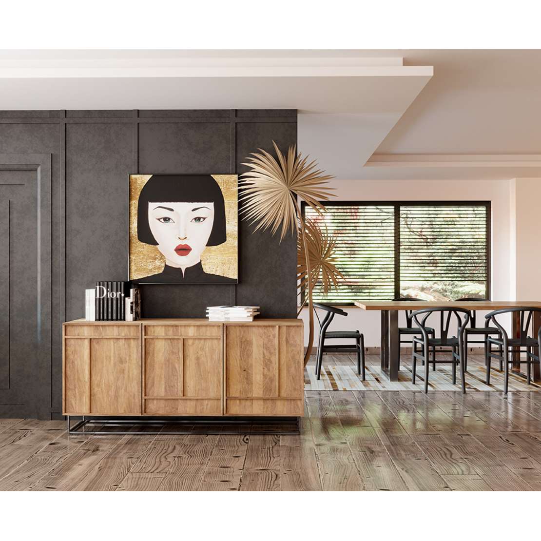 CRAFT 180 TABLE WOOD MANGO NATURAL METAL IN
