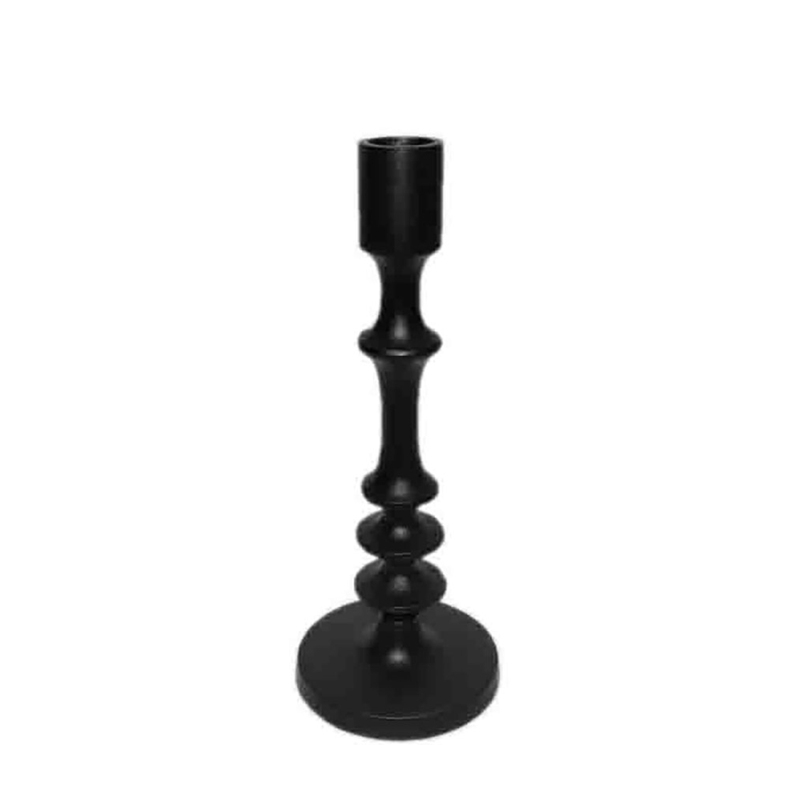 TUNN CANDLE HOLDER ALUMINIUM BLACK D9xH23cm IN