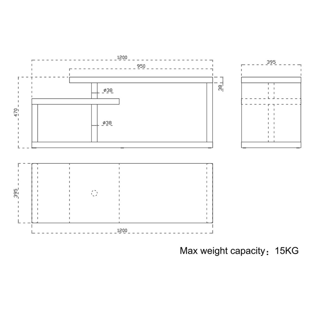 KIVOS TV STAND HONEYCOMB SONOMA 120x39,5xH47cm E1 PRC