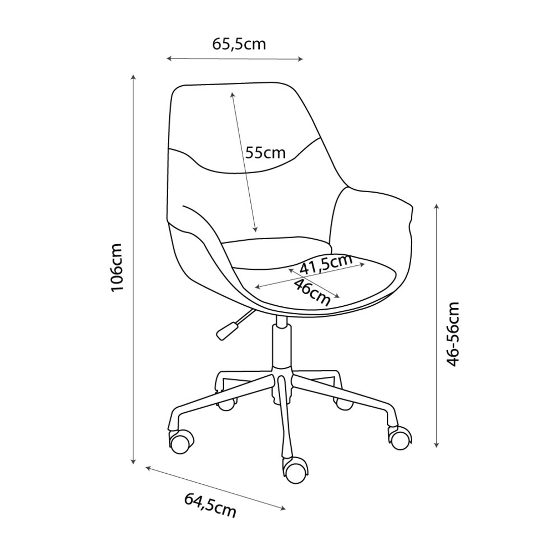 MINIMAL CHAIR DESK FABRIC BROWN METAL METAL 65,5x64,5xH106cm PRC
