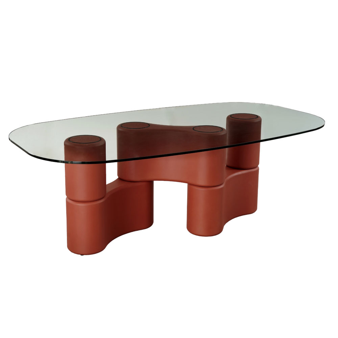 LEGGOS TABLE MDF TERRACOTTA TEMPERED GLASS 220x120x76 E1 PRC